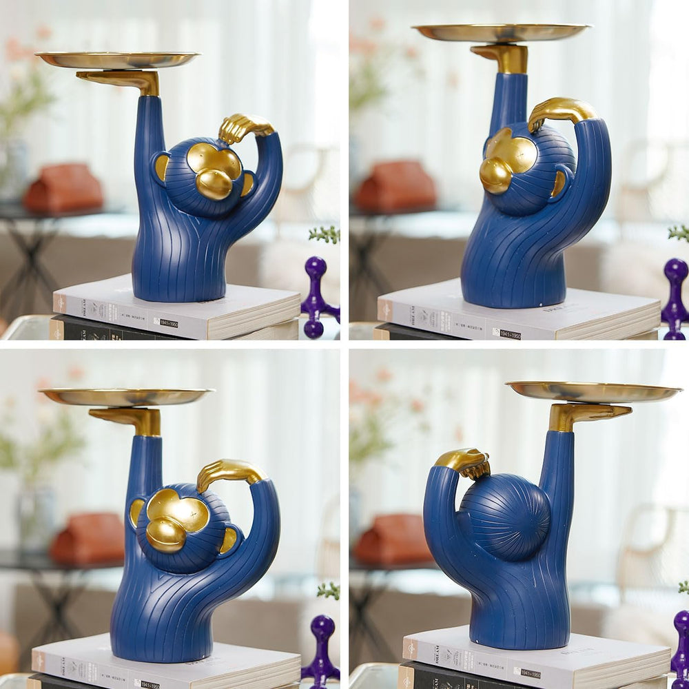 Candy Dish Cookie Jar Monkey Gifts Sculpture Modern Decor Statue Polyresin Figurine 9.8Inch