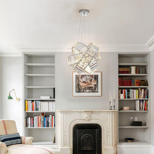 Crystal Chandelier Lights, Chrome Ceiling Lights, Pendant Light, Hanging Light Fixtures, Ceiling Light Fixtures for Dining Room Living Room Bedroom Variable Light