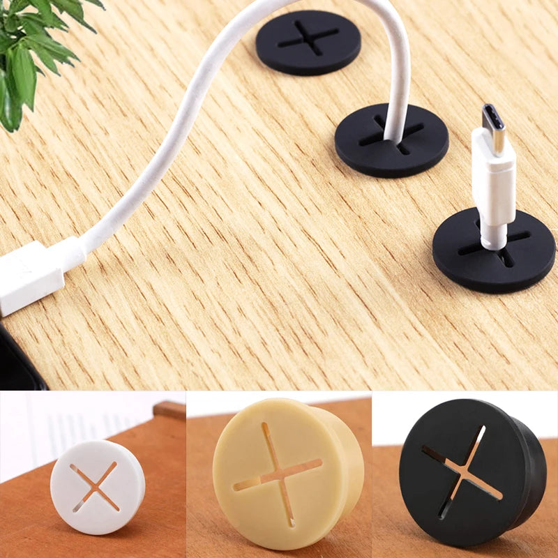 20/25Mm Flexible Rubber round Cable Hole Cover Gasket Office Desk TV Console Furnitures Cord Pass through Grommet Wire Organizer