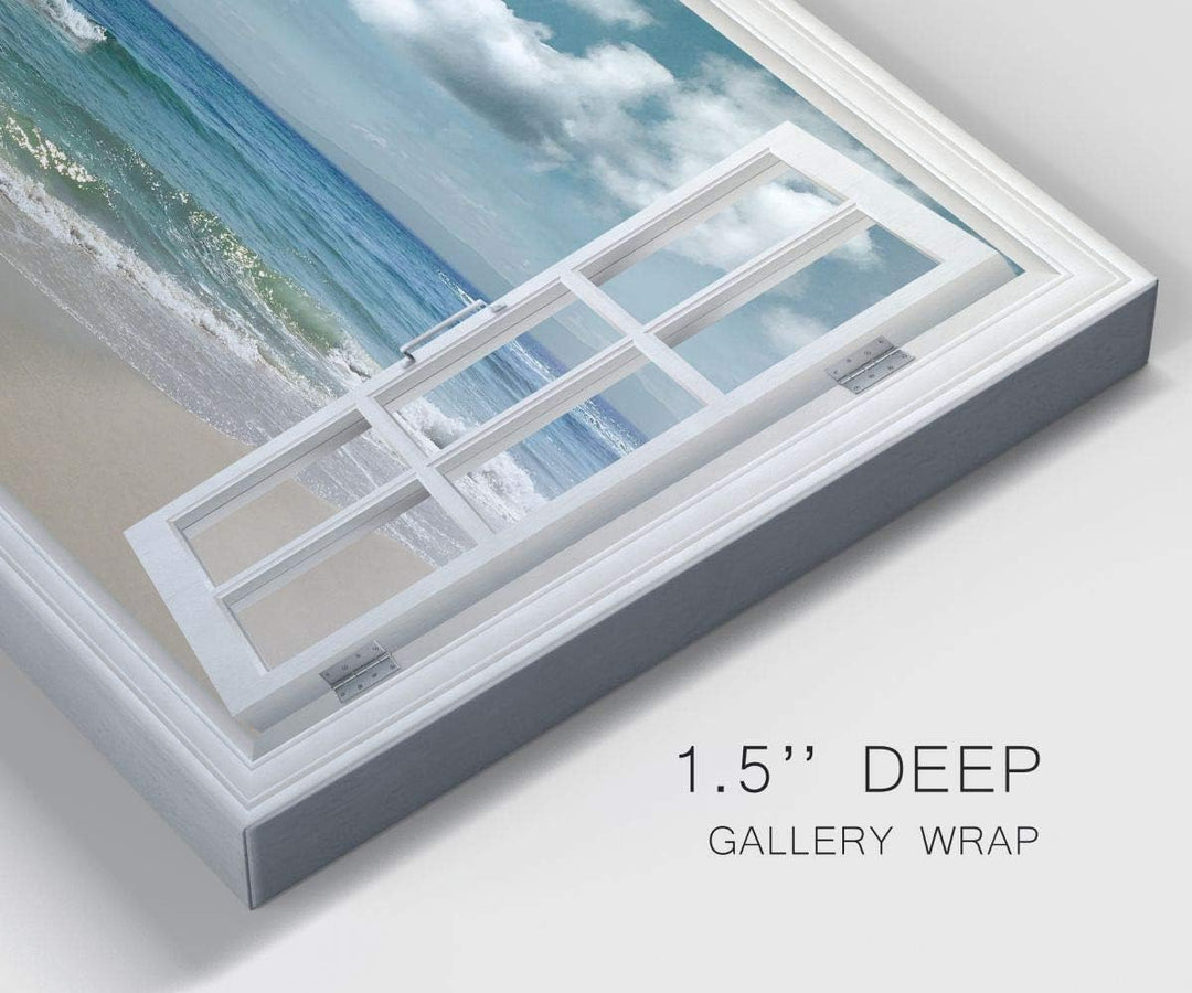 Canvas Nature Wall Art Home Paintings & Prints Artwork Cloudy Ocean Beach Sky Glam Romantic Window View Modern Decorations for Dining Room Office Kitchen - 18"X27" LT21