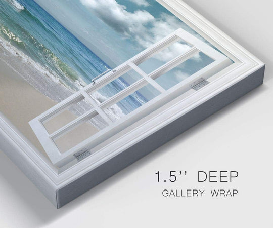 Canvas Nature Wall Art Home Paintings & Prints Artwork Cloudy Ocean Beach Sky Glam Romantic Window View Modern Decorations for Dining Room Office Kitchen - 18"X27" LT21