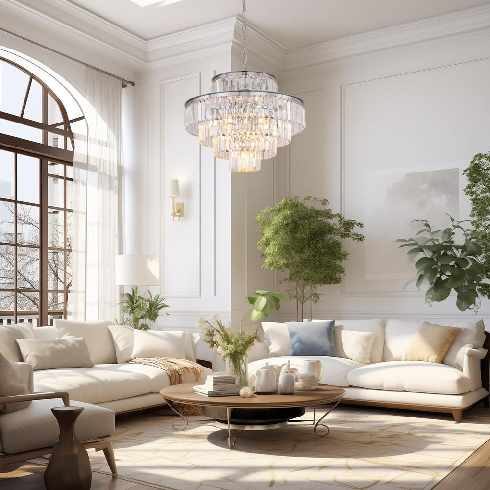 Modern Crystal Chandelier Ceiling Lights Luxury Chandeliers Hanging Raindrop Pendant Light Fixture for Dining Rooms Bedroom Entryway 13-Lights