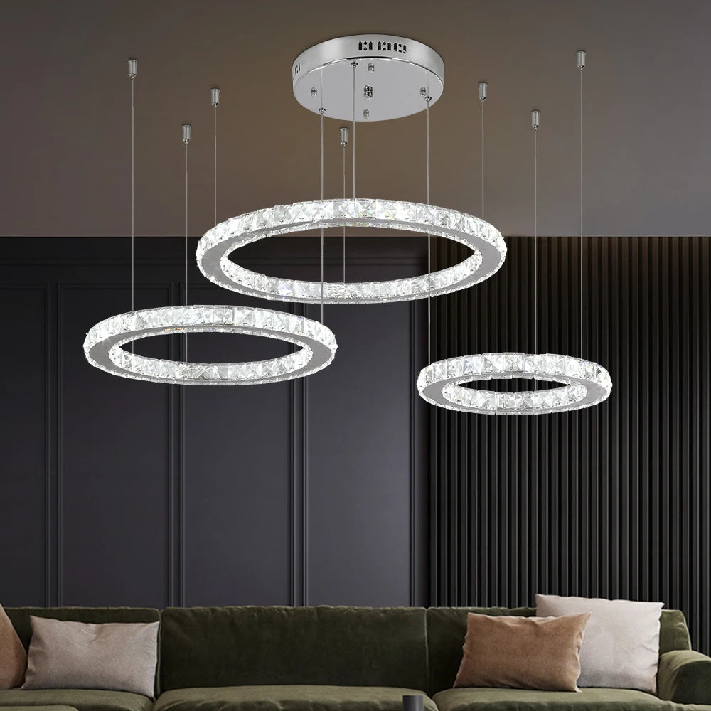 Modern K9 Crystal Led Chandelier Lights Home Lighting Chrome Lustre Chandeliers Ceiling Pendant Lamp Fixtures for Living Room