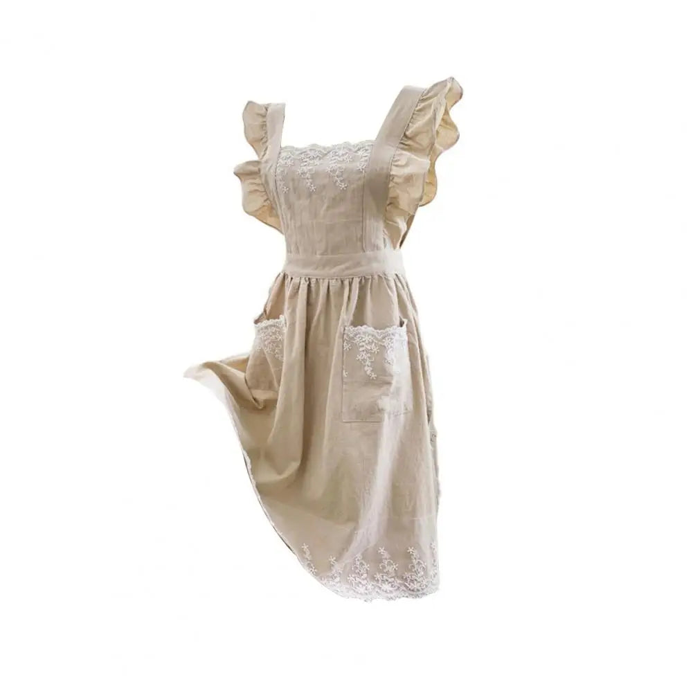 Kitchen Apron Adjustable Strap Cotton Lace for Women Home Kitchen Cooking Breathable Wear Apron Home Accessories