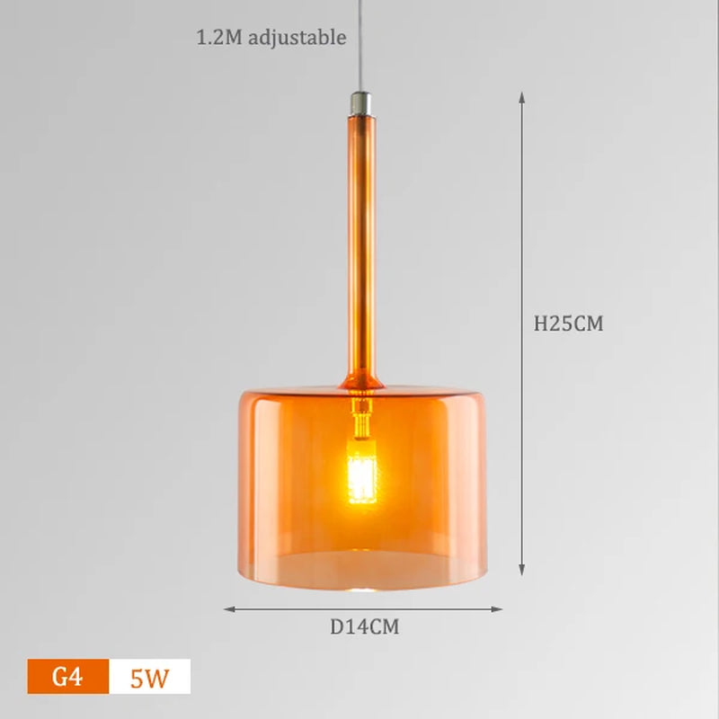 Nordic Colorful Glass Chandelier Lights Living Room Dining Table Kitchen Bedroom Fixtures Warm White LED Suspension Hanging Lamp