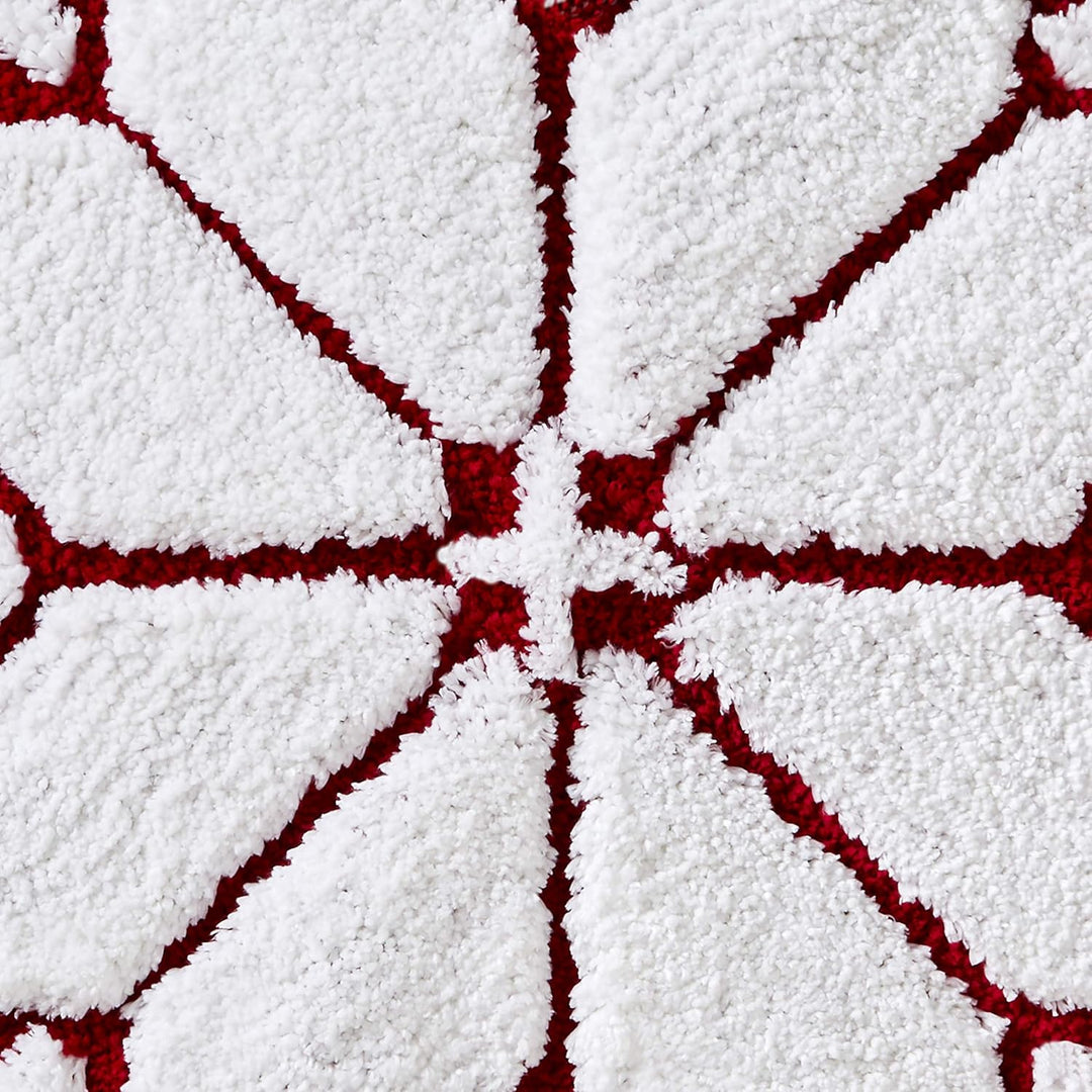 Christmas Snowflake Winter Rug for Bath/Kitchen & Gift, 25X25, Red