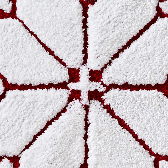 Christmas Snowflake Winter Rug for Bath/Kitchen & Gift, 25X25, Red