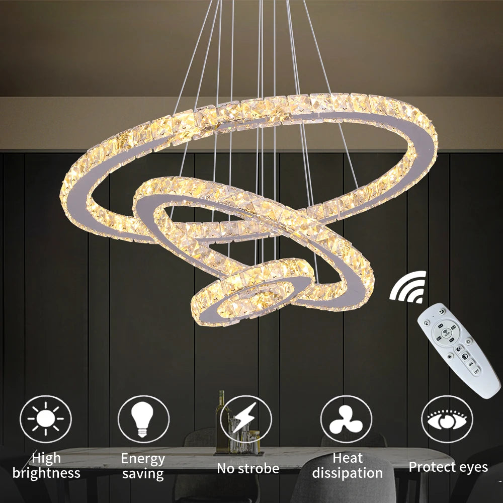 Modern K9 Crystal Led Chandelier Lights Home Lighting Chrome Lustre Chandeliers Ceiling Pendant Lamp Fixtures for Living Room