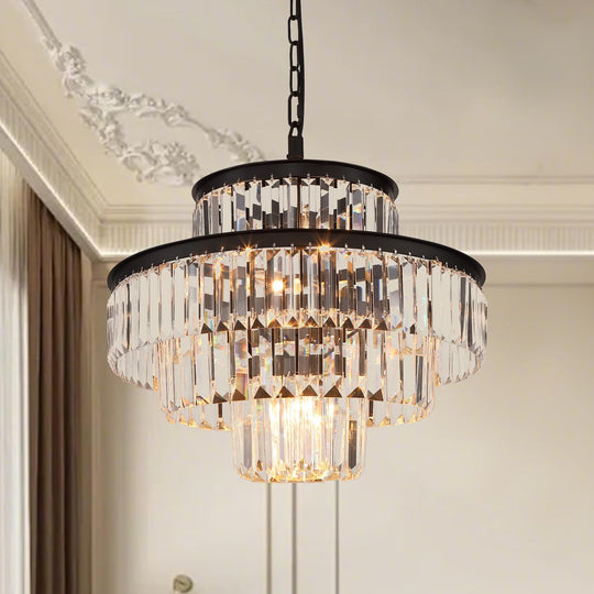 Black Luxury Crystal Chandelier Modern Chandeliers Lights Fixture Hanging Pendant Light Fixture for Dining Room Bedroom Living Room Dia 20 Inch-Black