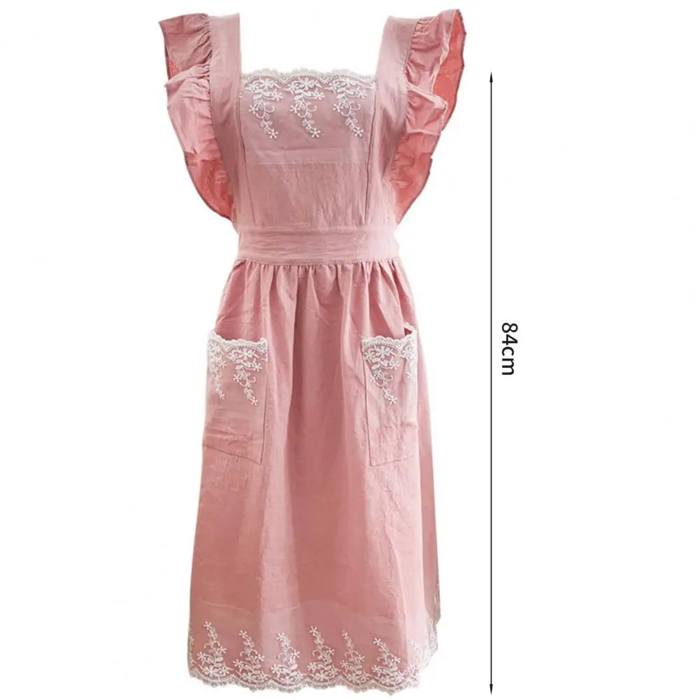 Kitchen Apron Adjustable Strap Cotton Lace for Women Home Kitchen Cooking Breathable Wear Apron Home Accessories