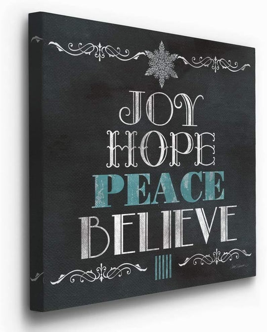 Canvas Art Prints for Home Decor Joy Hope Peace Believe Christmas Inspirational Tree Wall Hanging Artowrk for Living Room Home Kitchen Wall Decorations - 24"X24" LT05