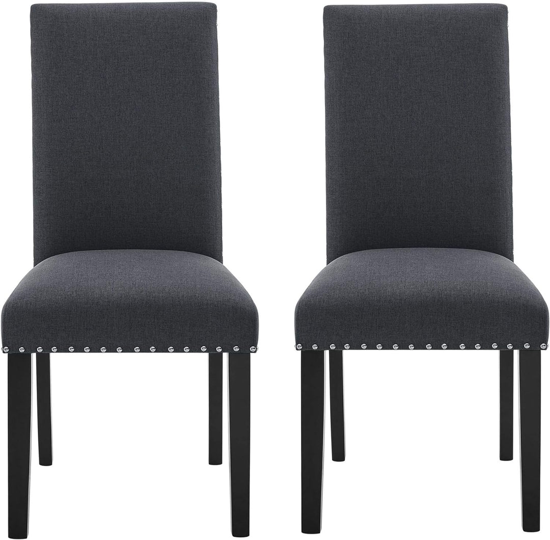 Fabric Dining Chairs Set of 2, Upholstered Dining Chairs with Nailhead Trim, Parsons Dining Chairs Kitchen Chairs High Back Dining Room Chairs Side Chairs for Kitchen Dining Room (2, Dark Grey)