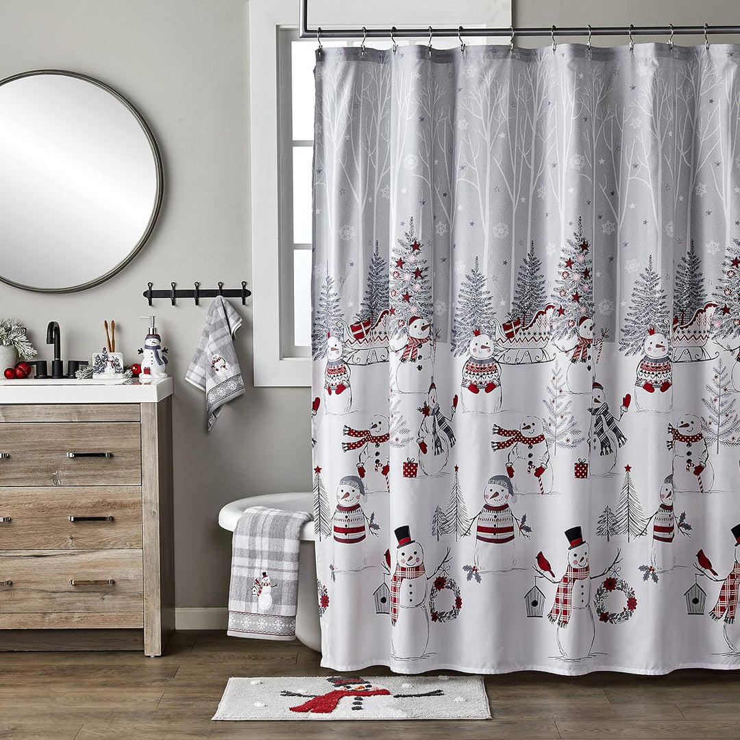 Christmas/Winter Whistler Snowman Rug for Bath/Kitchen & Gift, Gray