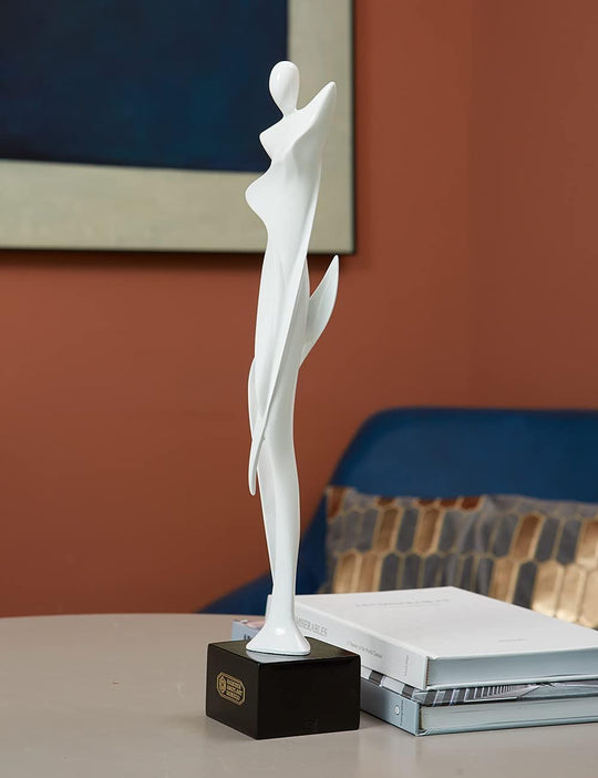Yoga Sculpture Figurine Woman Statue Lady Gifts Modern Decor Polyresin White 16.5 Inch