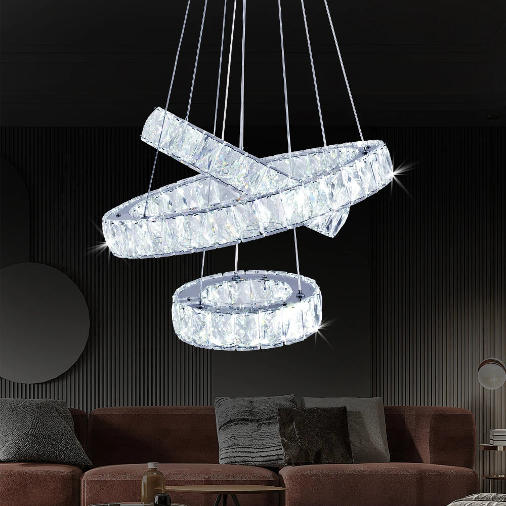 Modern K9 Crystal Led Chandelier Lights Home Lighting Chrome Lustre Chandeliers Ceiling Pendant Lamp Fixtures for Living Room