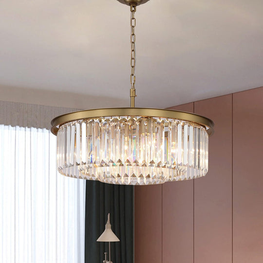 Crystal Chandelier Pendant Ceiling Lights Gold Chandeliers Lighting Fixture for Dining Living Room Foyer Hallway 8-Lights (Dia 24 Inch)
