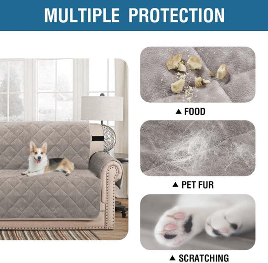 Thick Velvet Quilted Recliner Covers for Recliner Chair Covers Reclining Chair Slipcover Recliner Couch Cover with Non Slip Backing and Wider Elastic Strap (Oversaized Recliner, Taupe)
