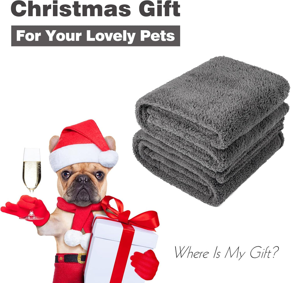 Soft Fleece Small Dog Blanket, Sherpa Fleece Throw Dog Blanket, Pet Throw Blanket Fluffy Reversible Washable for Dogs and Cats Size S(24 * 32"), Grey