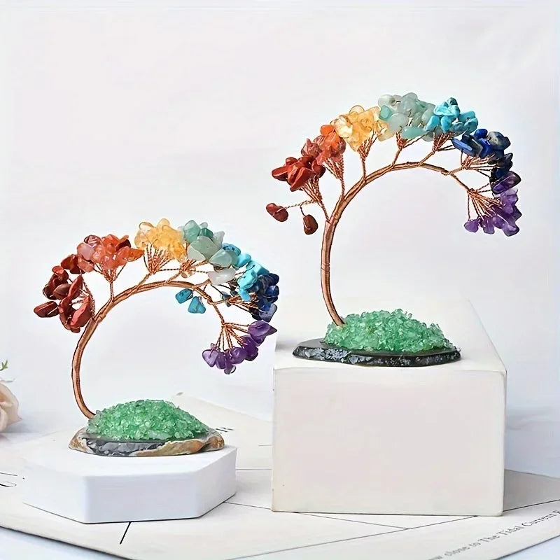 Natural Crystal Lucky Tree Ornaments, Healing Gemstone Ornament, Home Desktop Decoration Home Decor Home Accessories Decor