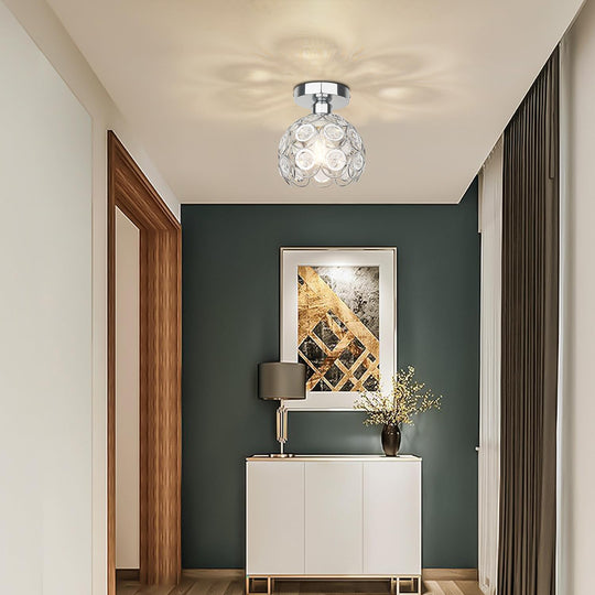 Modern Semi Flush Mount Ceiling Light Fixture, Mini Crystal Chandelier Light Fixture, Small Close to Ceiling Light for Hallway Bathroom
