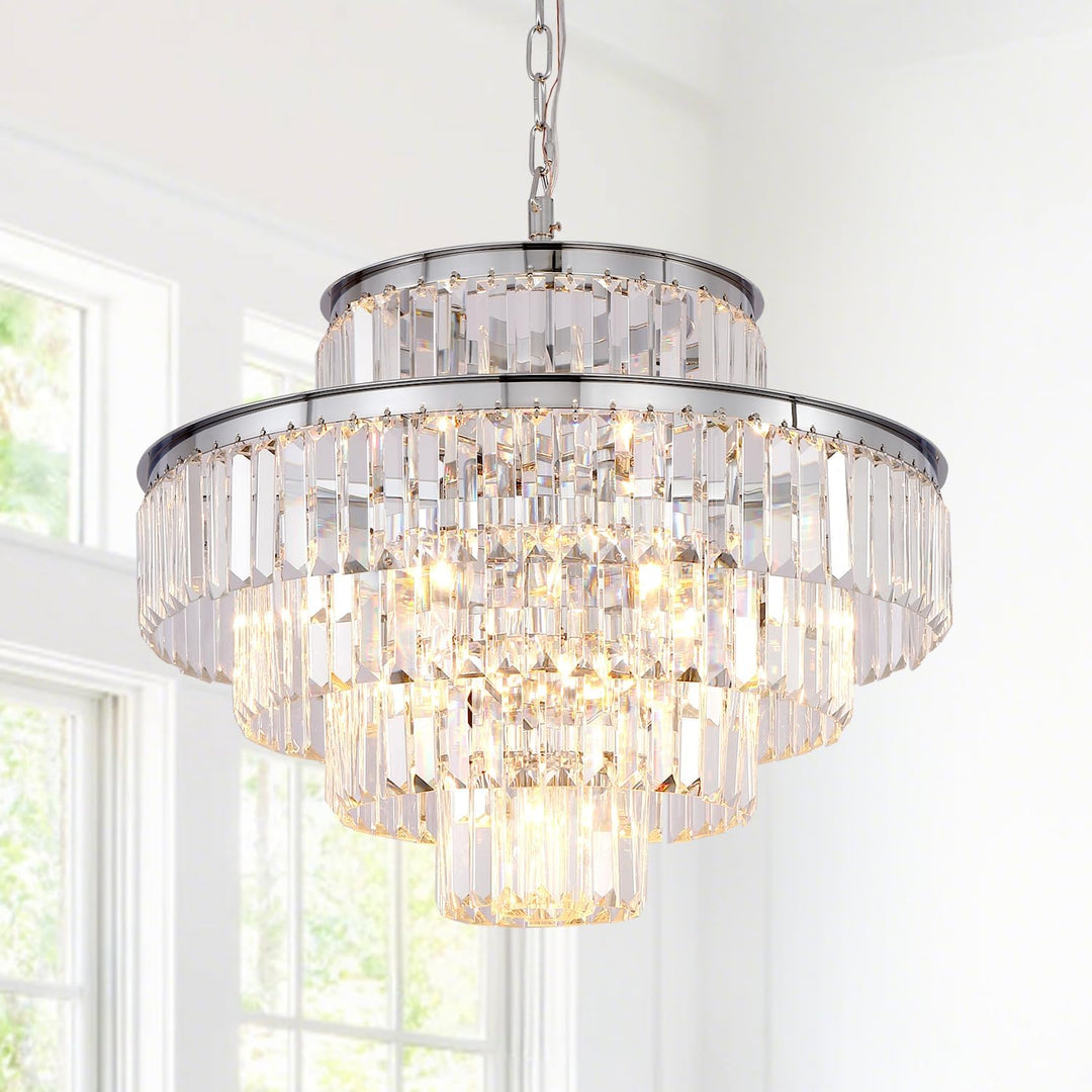 Modern Crystal Chandelier Ceiling Lights Luxury Chandeliers Hanging Raindrop Pendant Light Fixture for Dining Rooms Bedroom Entryway 13-Lights