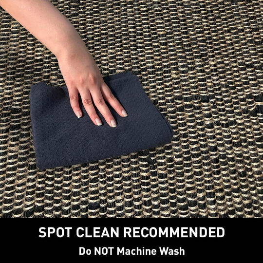 Jute and Rust Cotton Runner Rug – 2X5 Ft Handwoven Reversible Rug – Boho Farmhouse Hallway or Entryway Accent – Rustic Country Decor in Black and Natural Jute