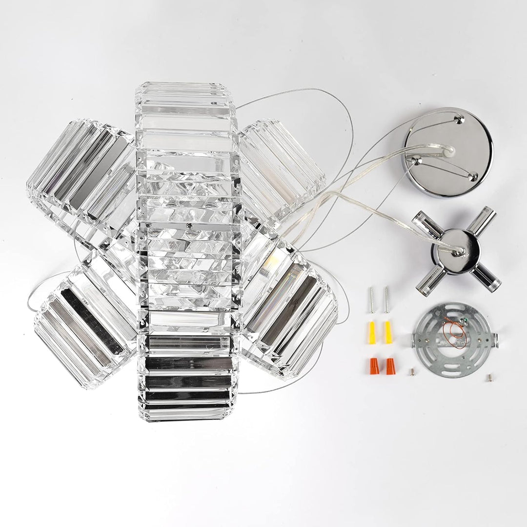 Crystal Chandelier Lights, Chrome Ceiling Lights, Pendant Light, Hanging Light Fixtures, Ceiling Light Fixtures for Dining Room Living Room Bedroom Variable Light
