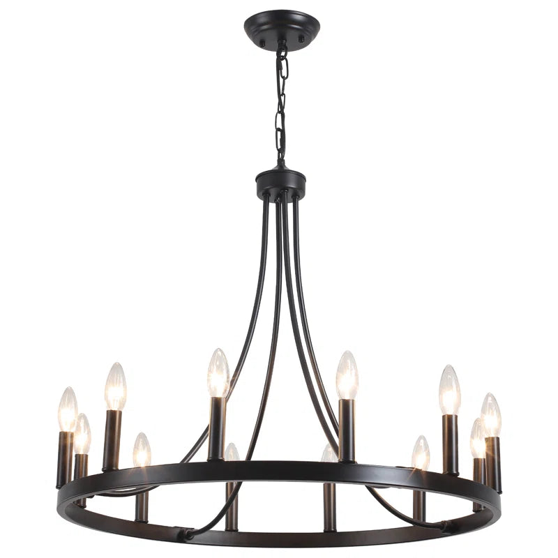 Hendon 20- Light Large Farmhouse Wagon Wheel Chandelier Candle Style Rustic round Lights Fixture for Kitchen Island Living Room Foyer Entryway
