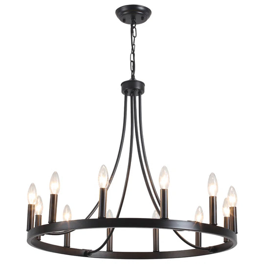 Hendon 20- Light Large Farmhouse Wagon Wheel Chandelier Candle Style Rustic round Lights Fixture for Kitchen Island Living Room Foyer Entryway