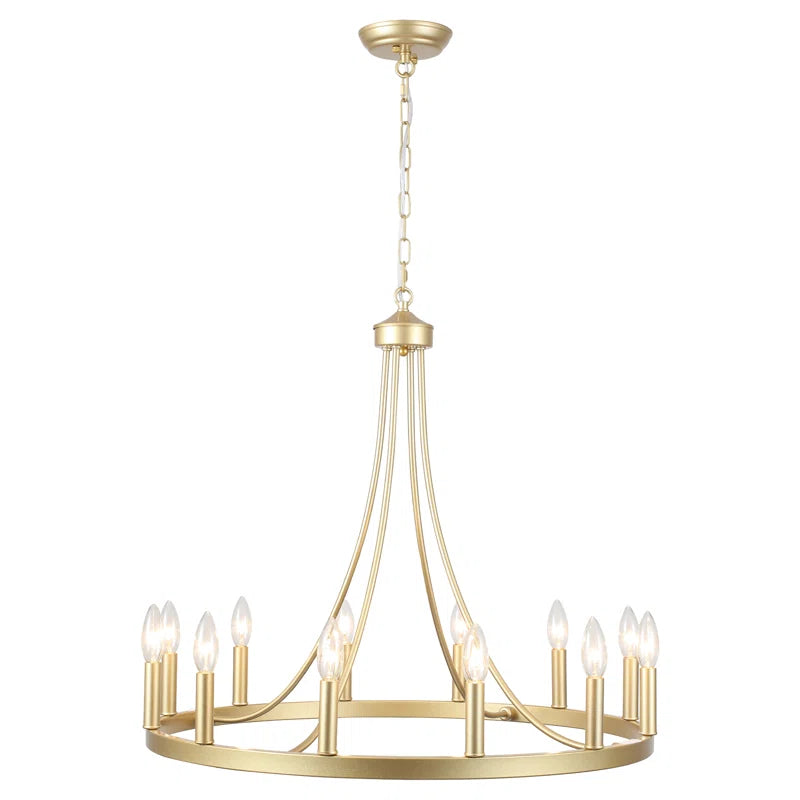 Hendon 20- Light Large Farmhouse Wagon Wheel Chandelier Candle Style Rustic round Lights Fixture for Kitchen Island Living Room Foyer Entryway