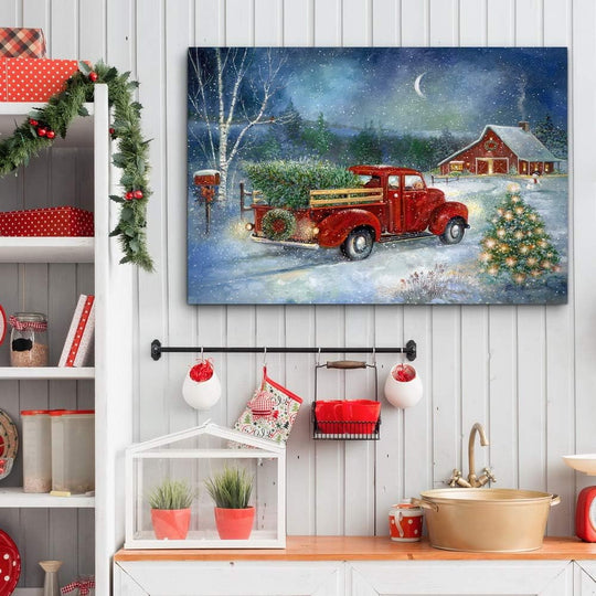 Canvas Nature Wall Art Paintings & Prints Serene Snowy Christmas Red Barn Modern Festival Glam Wall Hanging Artwork Decorations for Bedroom Office Kitchen - 24"X36" LT20
