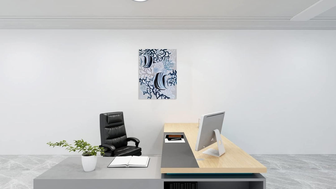 Fish Canvas Wall Art with Textured - Abstract Coastal Paintings - Modern Sea Life Pictures - Nautical Artwork for Living Room Bedroom Bathroom Decor