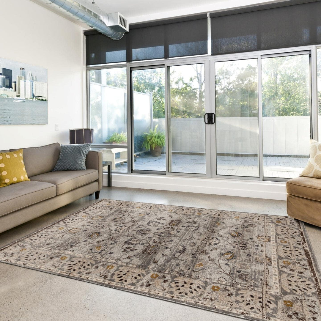 Gray 8 X 10 Vintage Floral Area Rug Carpet