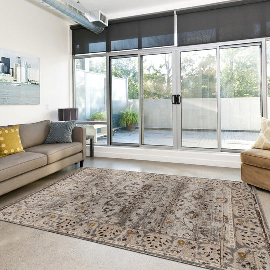 Gray 8 X 10 Vintage Floral Area Rug Carpet
