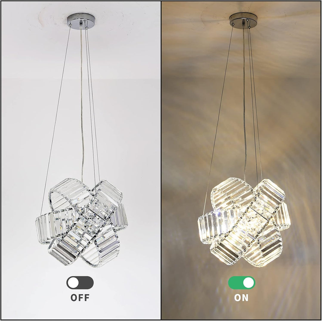 Crystal Chandelier Lights, Chrome Ceiling Lights, Pendant Light, Hanging Light Fixtures, Ceiling Light Fixtures for Dining Room Living Room Bedroom Variable Light
