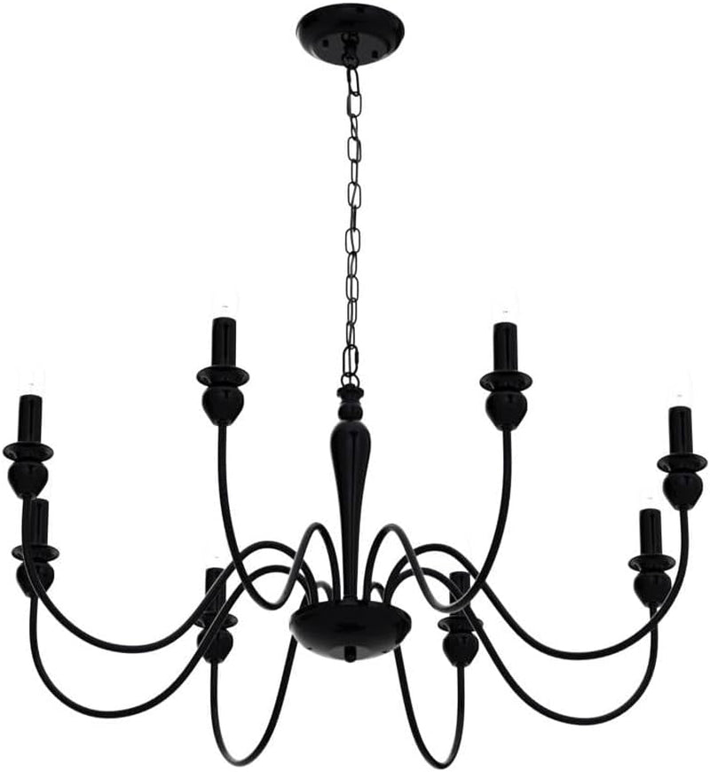Black 8 Lights Farmhouse Chandelier for Dining Room Industrial Pendant Ceiling Light Fixture French Country Chandeliers for Dining Room, Living Room, Bedroom, Kitchen