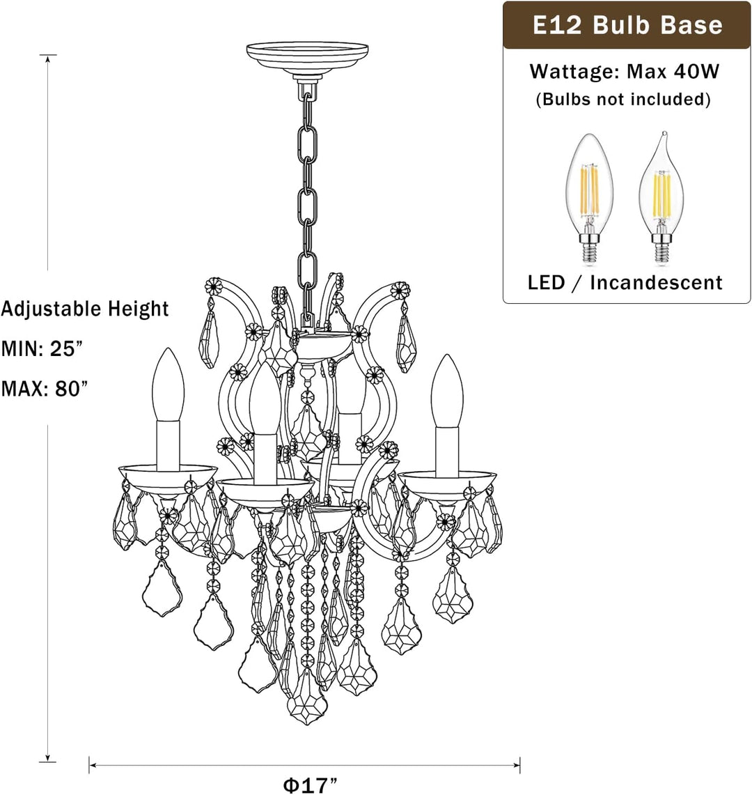 Modern Crystal Chandeliers for Dining Room - Small Crystals Chandelier Lights for Girls Bedroom, Dining Room, Hallway, Kitchen Island, Bathroom, Closet