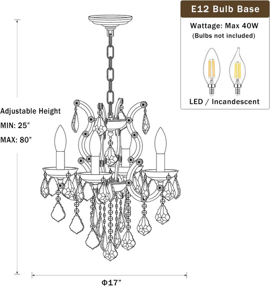 Modern Crystal Chandeliers for Dining Room - Small Crystals Chandelier Lights for Girls Bedroom, Dining Room, Hallway, Kitchen Island, Bathroom, Closet