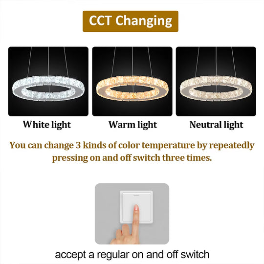 Modern round Stainless Steel 15W round Led Crystal Chandelier Lights for Living Room