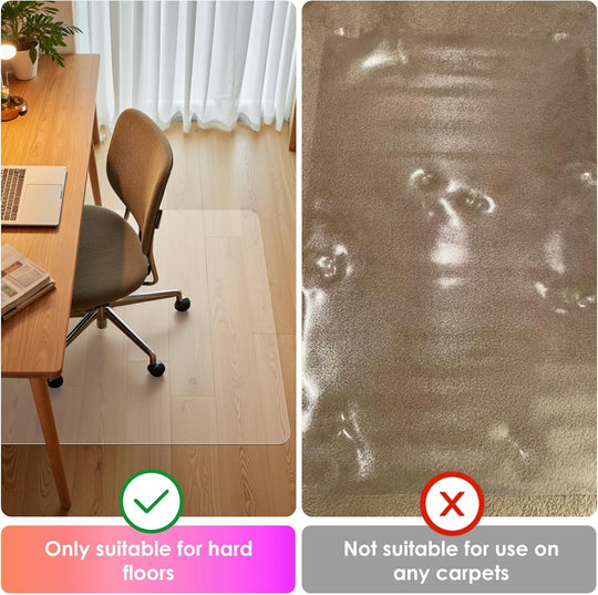Clear Office Chair Mat 36'' X 48'', Durable Desk Chair Mat for Hardwood Floor, Heavy Duty Plastic Office Floor Mat under Rolling Chairs for Easy Glide and Protection (36" X 48" with Lip)