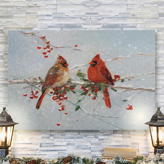 Wall Art Pictures & Prints Red Cardinals in Winter Birds Abstract Art Wall Hanging Canvas Prints for Bedroom Dining Living Room Office Home Kitchen Wall Decor - 18"X27" LT18