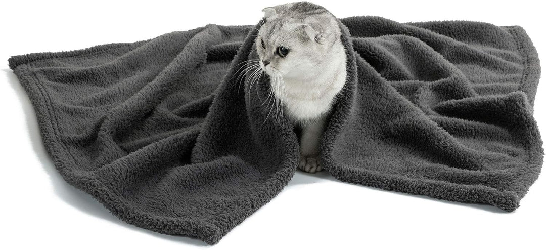 Soft Fleece Small Dog Blanket, Sherpa Fleece Throw Dog Blanket, Pet Throw Blanket Fluffy Reversible Washable for Dogs and Cats Size S(24 * 32"), Grey