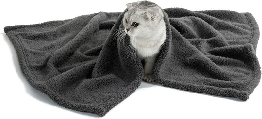 Soft Fleece Small Dog Blanket, Sherpa Fleece Throw Dog Blanket, Pet Throw Blanket Fluffy Reversible Washable for Dogs and Cats Size S(24 * 32"), Grey