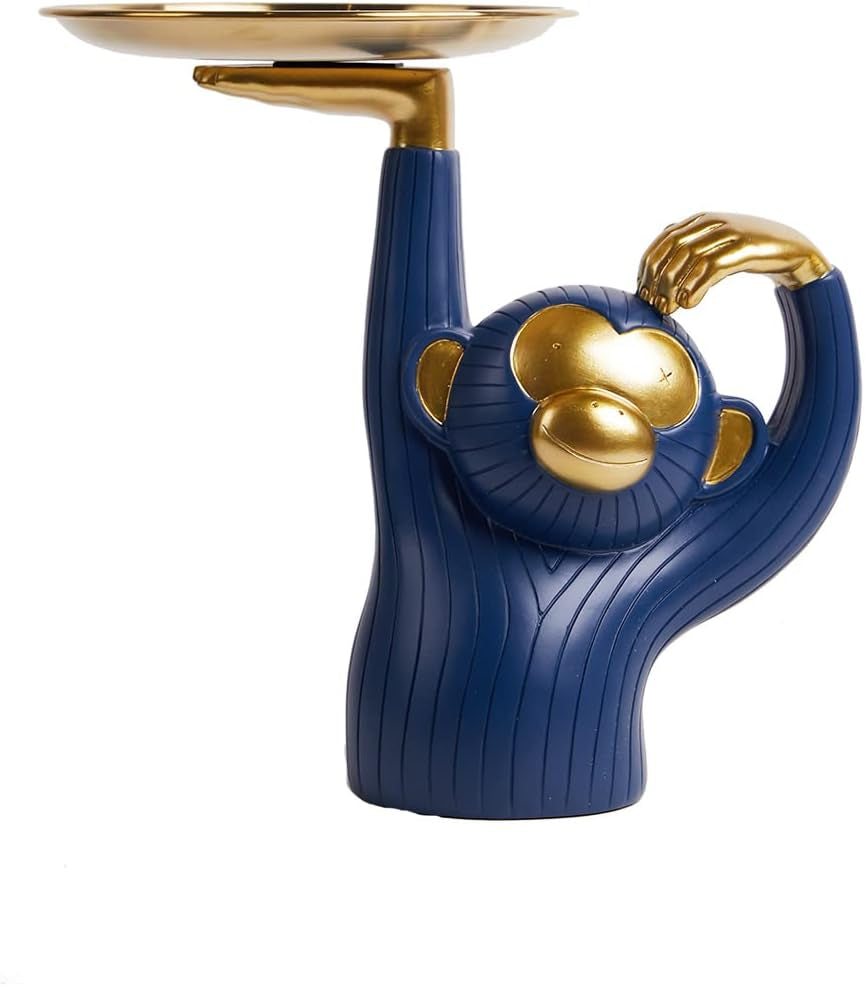 Candy Dish Cookie Jar Monkey Gifts Sculpture Modern Decor Statue Polyresin Figurine 9.8Inch