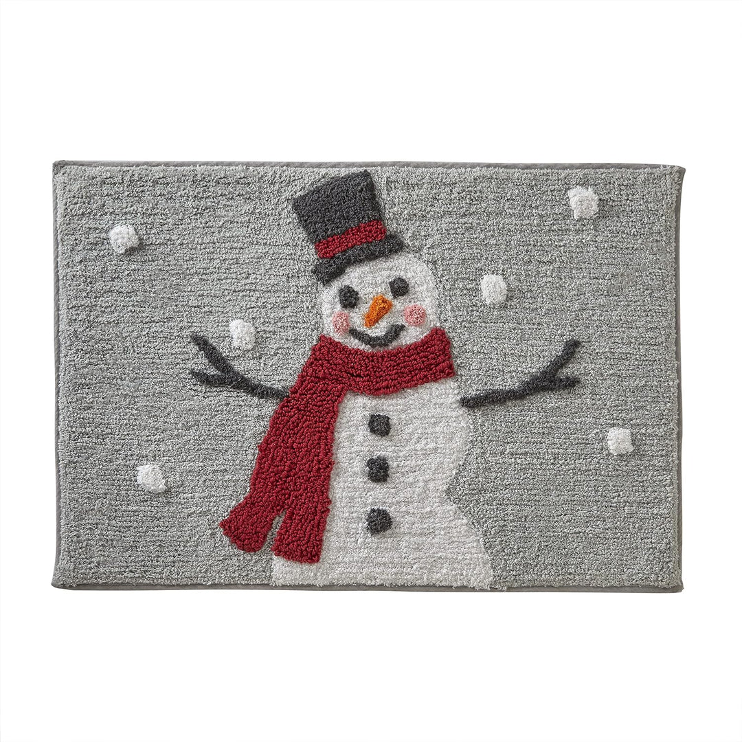 Christmas/Winter Whistler Snowman Rug for Bath/Kitchen & Gift, Gray