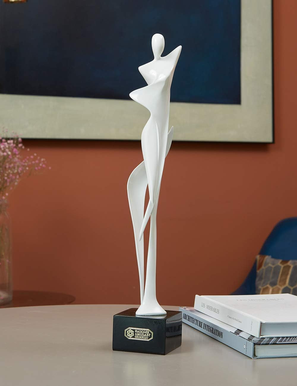Yoga Sculpture Figurine Woman Statue Lady Gifts Modern Decor Polyresin White 16.5 Inch