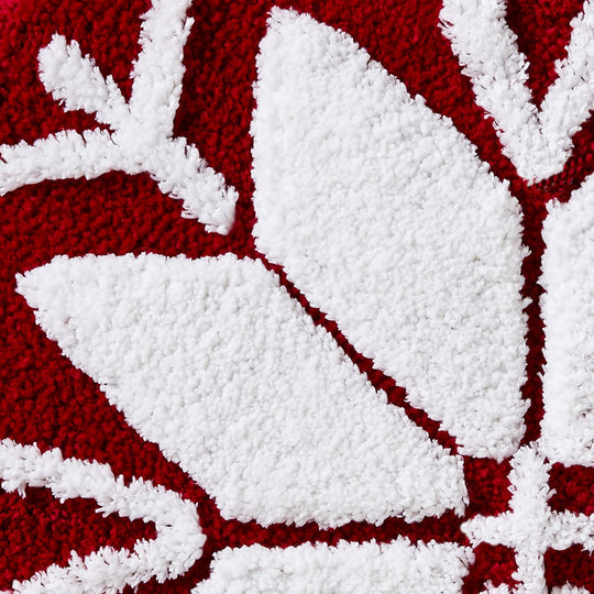Christmas Snowflake Winter Rug for Bath/Kitchen & Gift, 25X25, Red