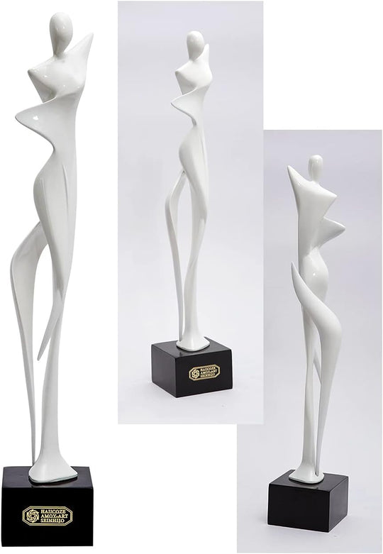 Yoga Sculpture Figurine Woman Statue Lady Gifts Modern Decor Polyresin White 16.5 Inch