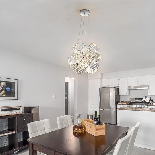 Crystal Chandelier Lights, Chrome Ceiling Lights, Pendant Light, Hanging Light Fixtures, Ceiling Light Fixtures for Dining Room Living Room Bedroom Variable Light