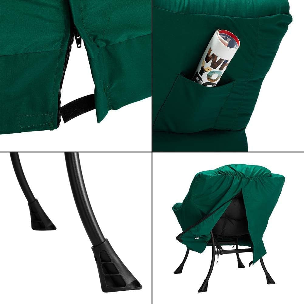Modern Fabric Large Lazy Chair, Accent Oversized Comfy Reading Chair, Thick Padded Cozy Lounge Chair with Armrest, Steel Frame Leisure Sofa Chair for Living Room, Bedroom, Dorm, Green